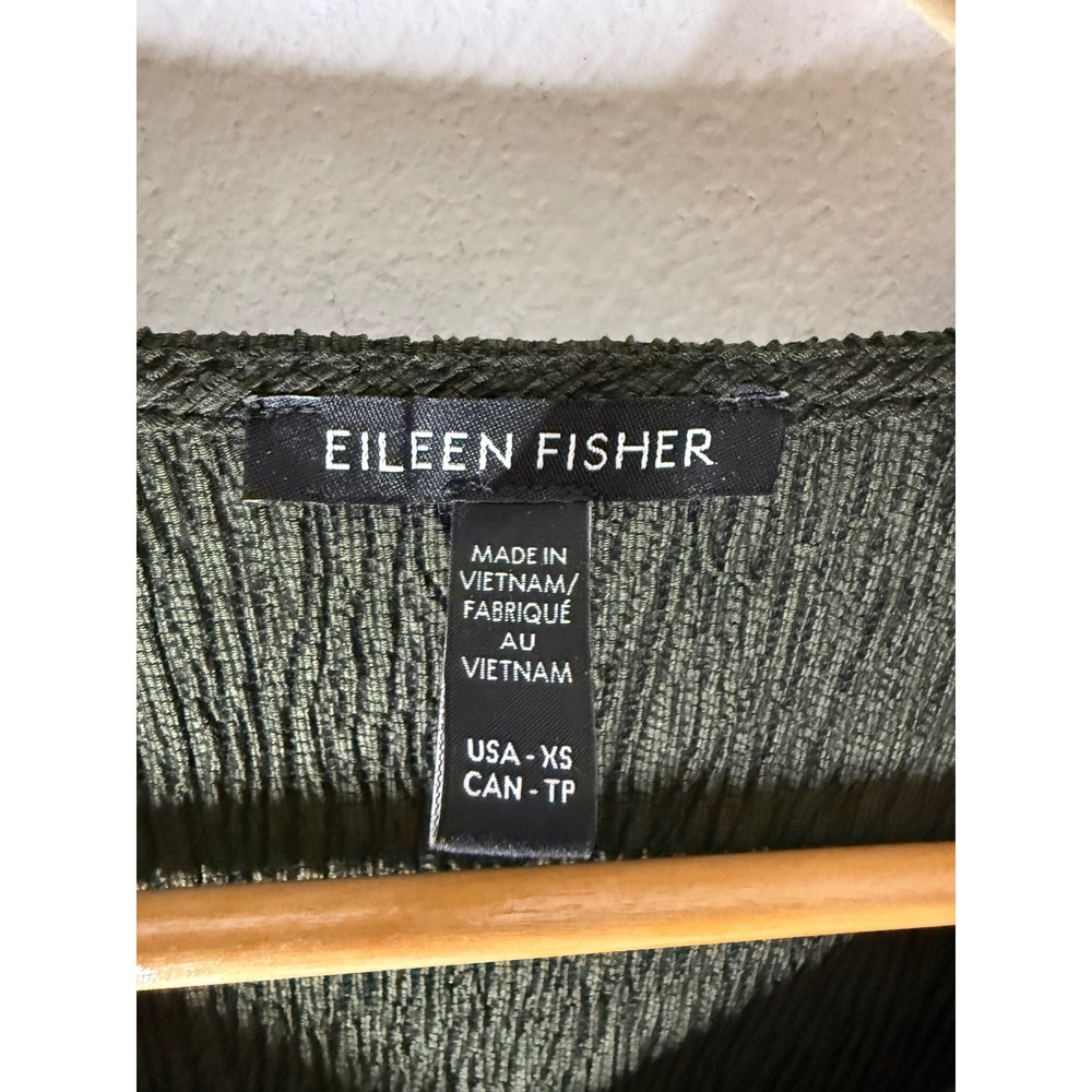 Eileen Fisher green Crinkle Textured Tunic Top and Wide Leg Pant set xs/s - Picture 4 of 9